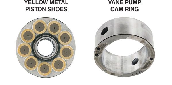 The vane pump cam ring exhibited only light polishing and trace scratching, further confirming the excellent wear protection provided by the oil.
