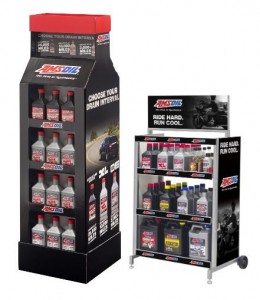 AMSOIL POP Display Shelving and movable cart.