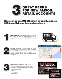 Retail accounts get Free Shipping - AMSOIL Internet Locator - Free advertising swag